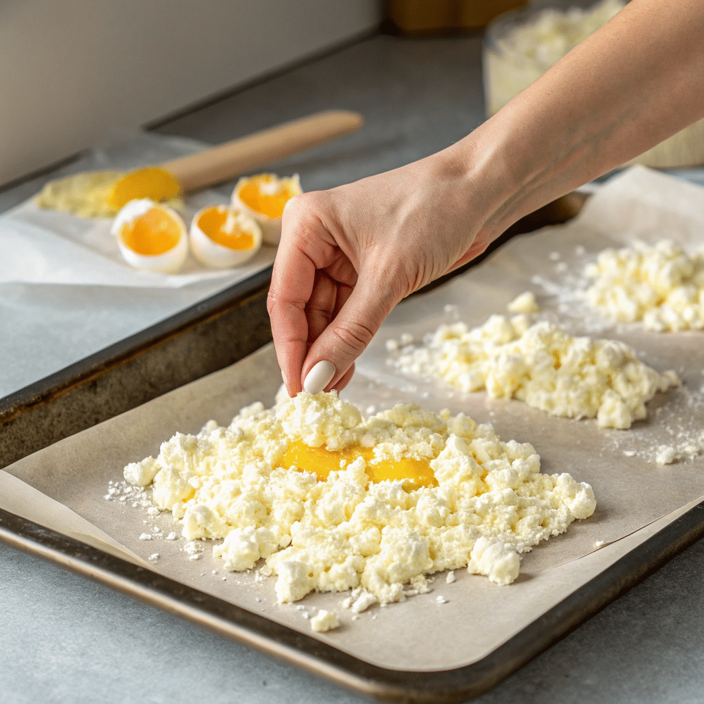 Why You’ll Love the 2 Ingredient Cottage Cheese Pizza Crust No Flour: A Healthy Twist 9 Pouring cottage cheese mixture onto parchment to bake