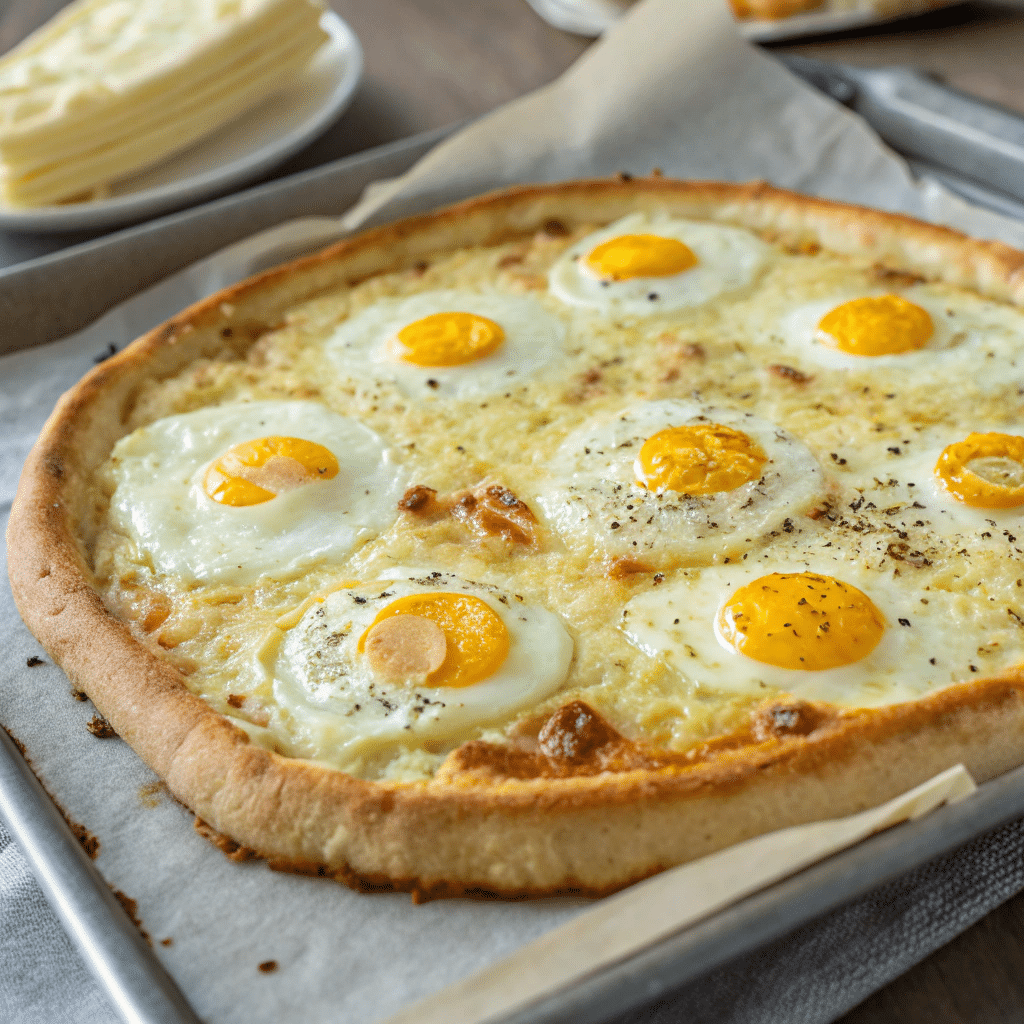 5 Creative Twists on Cottage Cheese and Egg Pizza Crust Recipe Cottage Cheese and Egg Pizza Crust Fully baked cottage cheese and egg pizza crust on tray