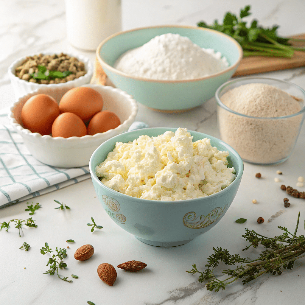 How to Make Cottage Cheese Gluten Free Pizza Crust in Under 30 Minutes cottage cheese gluten free pizza crust Ingredients for cottage cheese gluten free pizza crust on marble