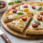 How to Make Cottage Cheese Gluten Free Pizza Crust in Under 30 Minutes cottage cheese gluten free pizza crust Cottage cheese gluten free pizza crust topped with mozzarella, tomatoes, and basil