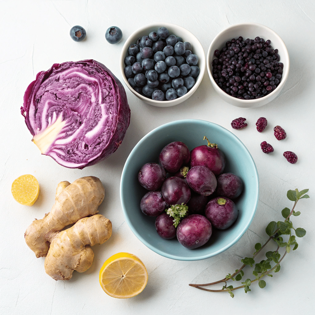 Purple Peel Recipe: Unlocking the Power of Purple for Health and Flavor Purple Peel Recipe purple peel ingredients flat lay
